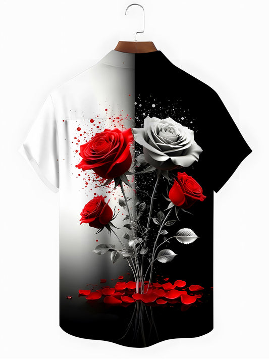 Rose Men's Pocket Short Sleeve Shirts