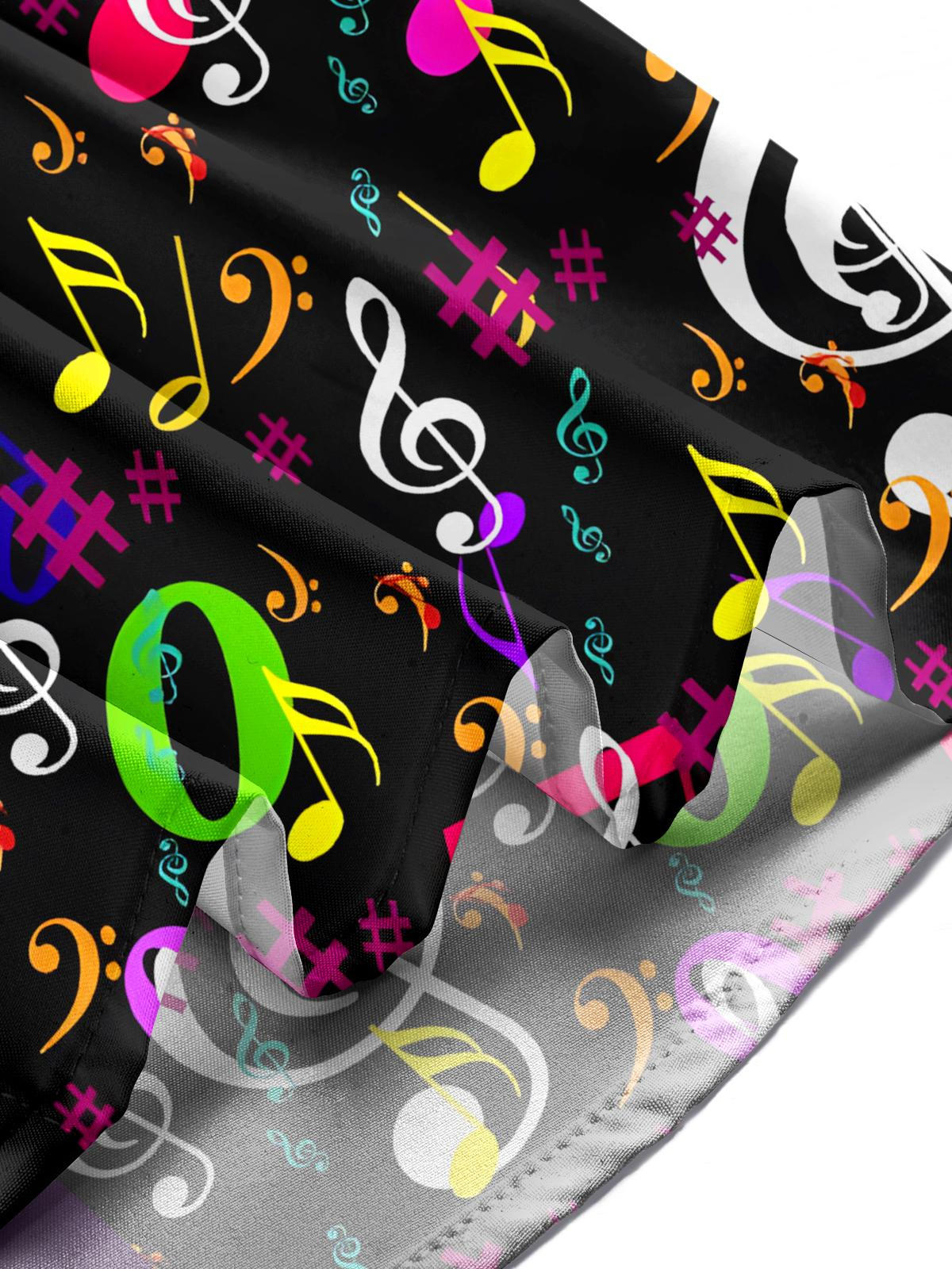 Musical Note Print Men's Pocket Short Sleeve Shirts