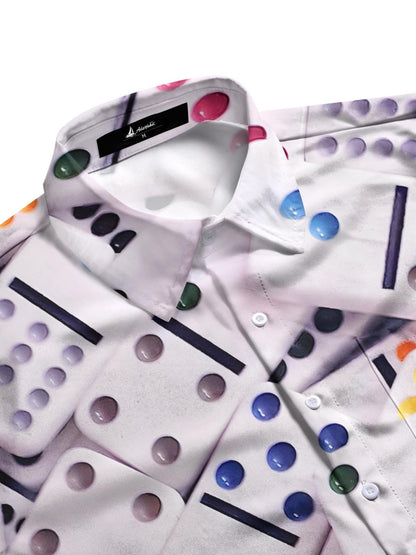 Domino Print Men's Pocket Short Sleeve Shirts