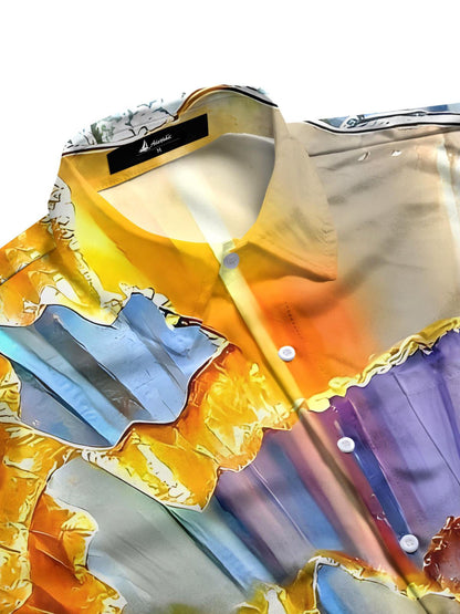 Sailboat Geometric Art Print Men's Pocket Short Sleeve Shirts