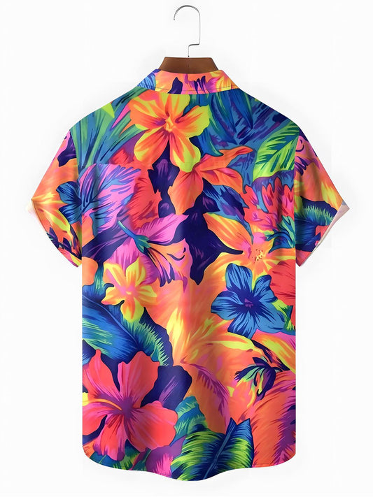 Floral Men's Pocket Short Sleeve Shirts