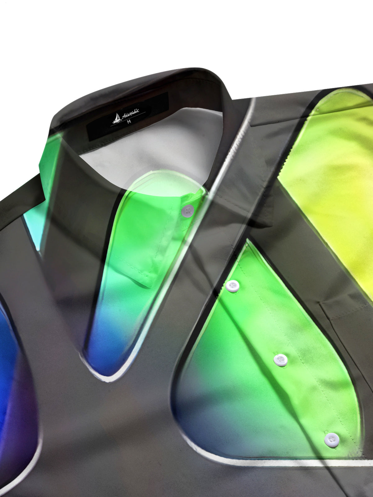Gradient Geometric Print Men's Pocket Short Sleeve Shirts