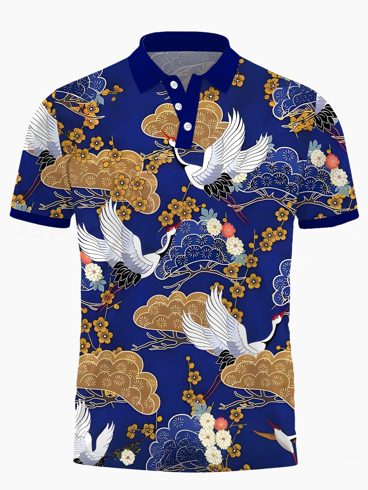 Crane Men's Short Sleeve Button Polo Shirt