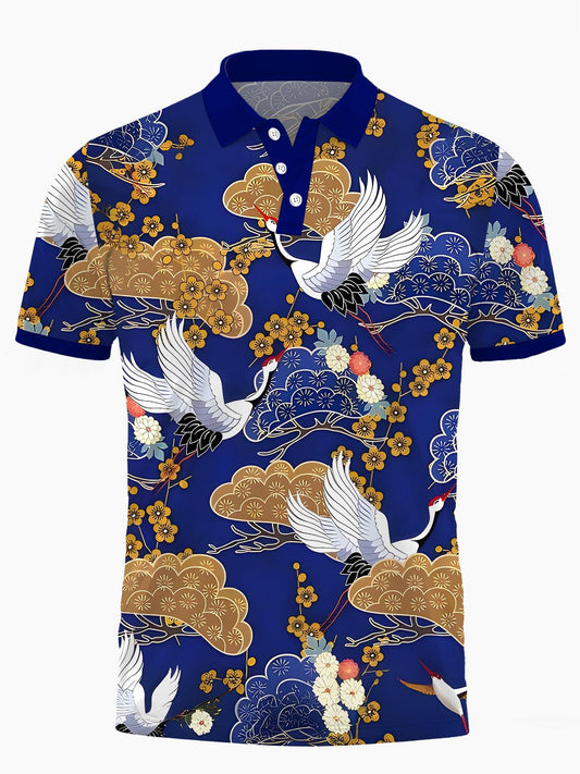 Crane Men's Short Sleeve Button Polo Shirt