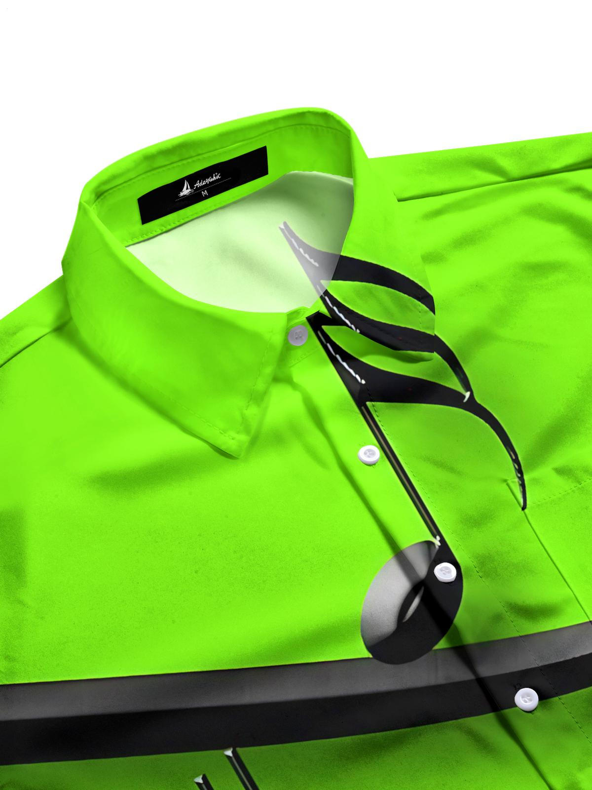 Musical Note Print Men's Pocket Short Sleeve Shirts