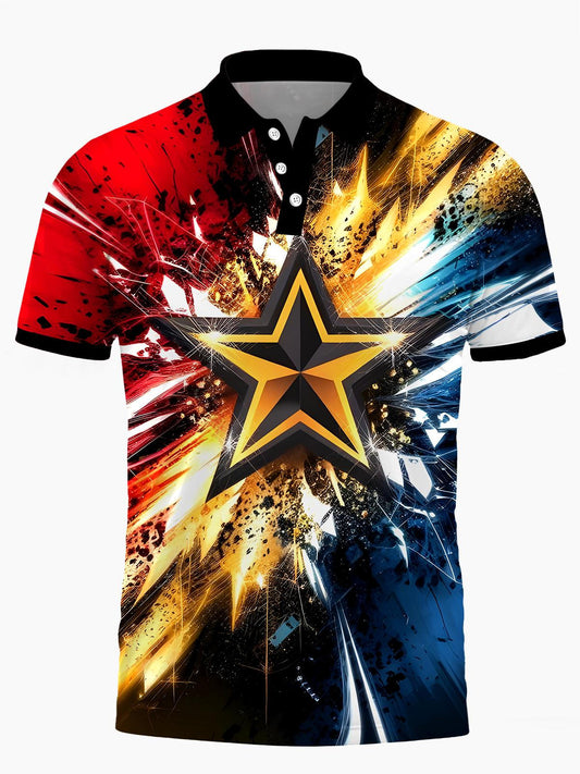 Star Men's Short Sleeve Button Polo Shirt