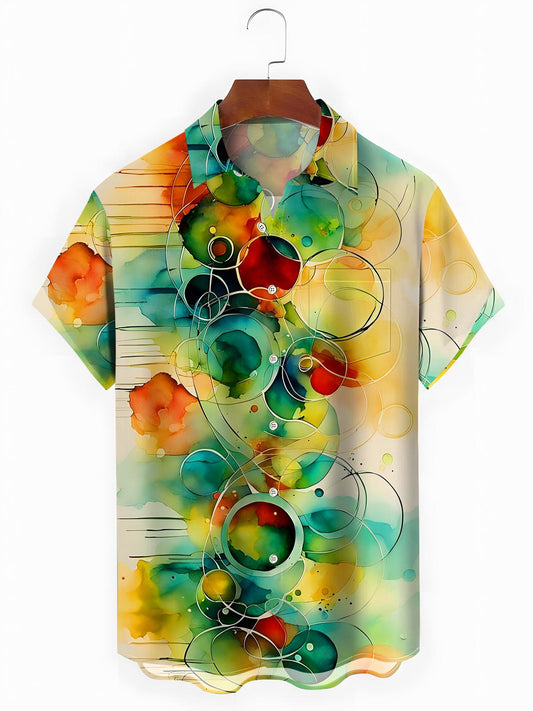 Geometry Artwork Men's Pocket Short Sleeve Shirts