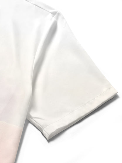 Gradient Floral Print Men's Pocket Short Sleeve Shirts