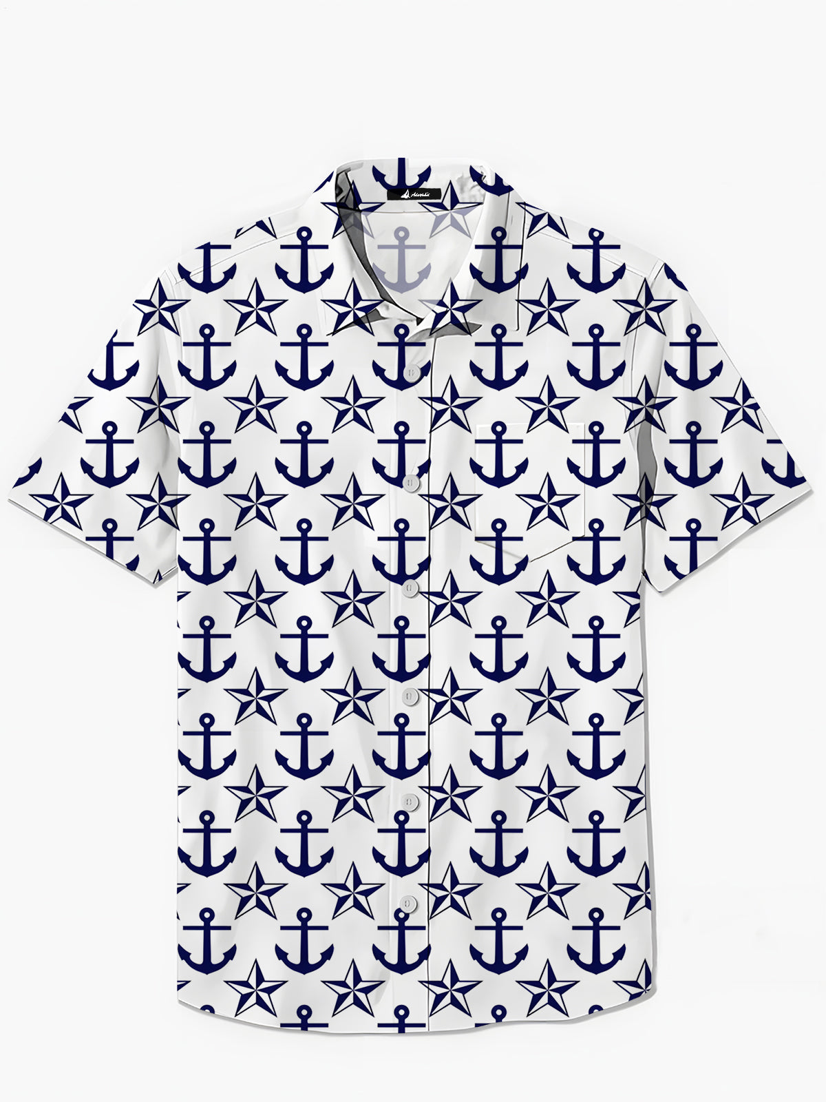 Anchor Print Men's Pocket Short Sleeve Shirts