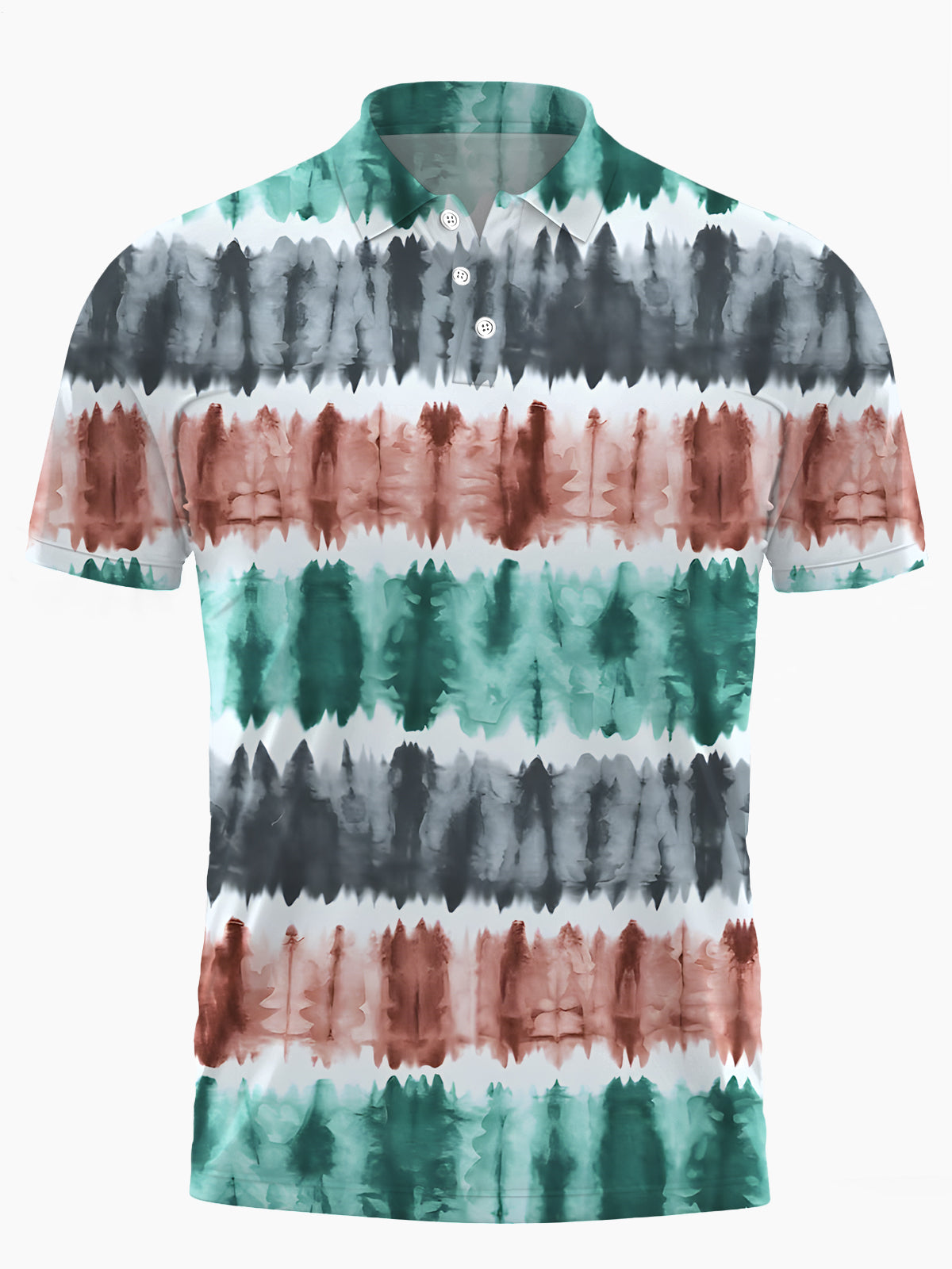 Gradient Print Men's Short Sleeve Button Polo Shirt