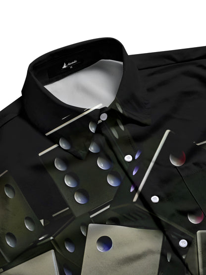 Dice Print Men's Pocket Short Sleeve Shirts