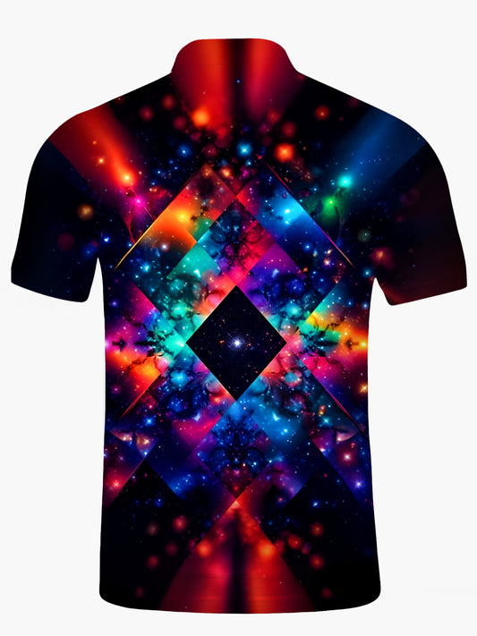 Geometry Men's Short Sleeve Button Polo Shirt
