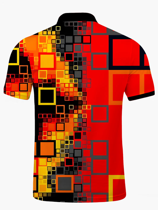 Geometry Men's Short Sleeve Button Polo Shirt