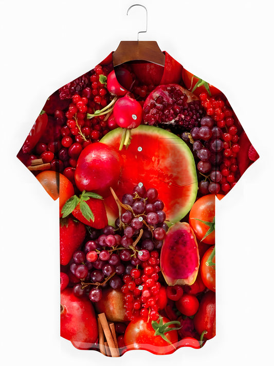 Fruit Vegetables Men's Pocket Short Sleeve Shirts