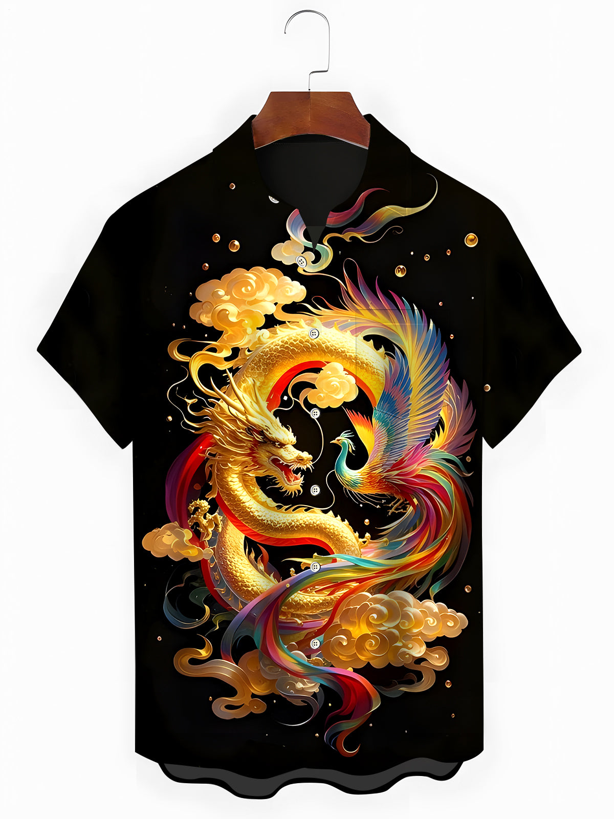 Dragon Phoenix Men's Pocket Short Sleeve Shirts