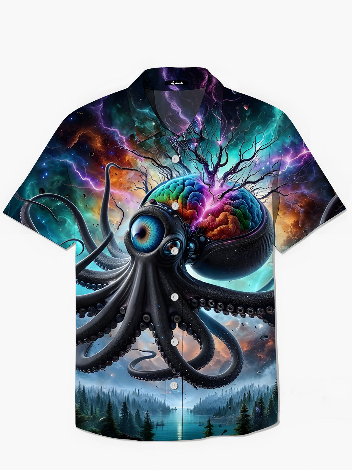 Octopus Print Men's Pocket Short Sleeve Shirts