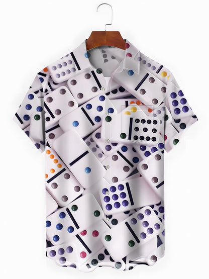 Domino Print Men's Pocket Short Sleeve Shirts