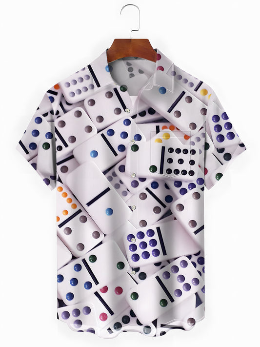 Domino Print Men's Pocket Short Sleeve Shirts