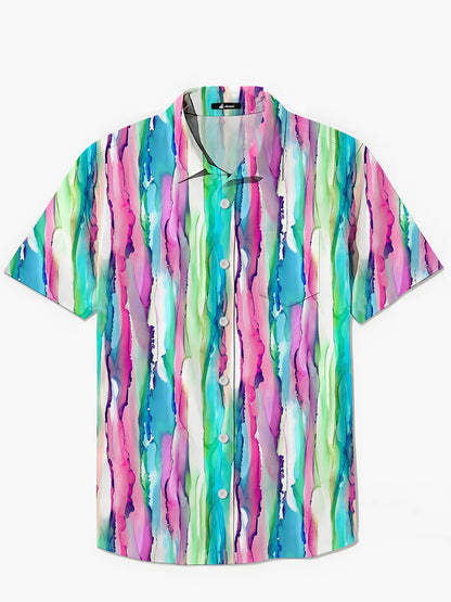 Gradient Print Men's Pocket Short Sleeve Shirts