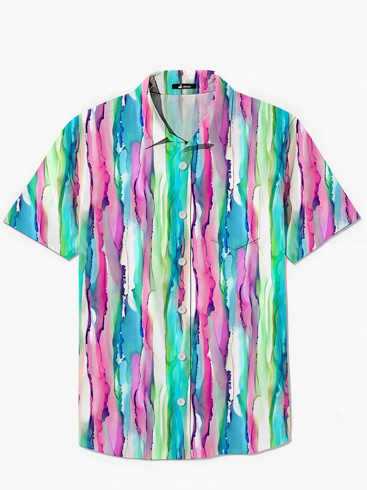 Gradient Print Men's Pocket Short Sleeve Shirts