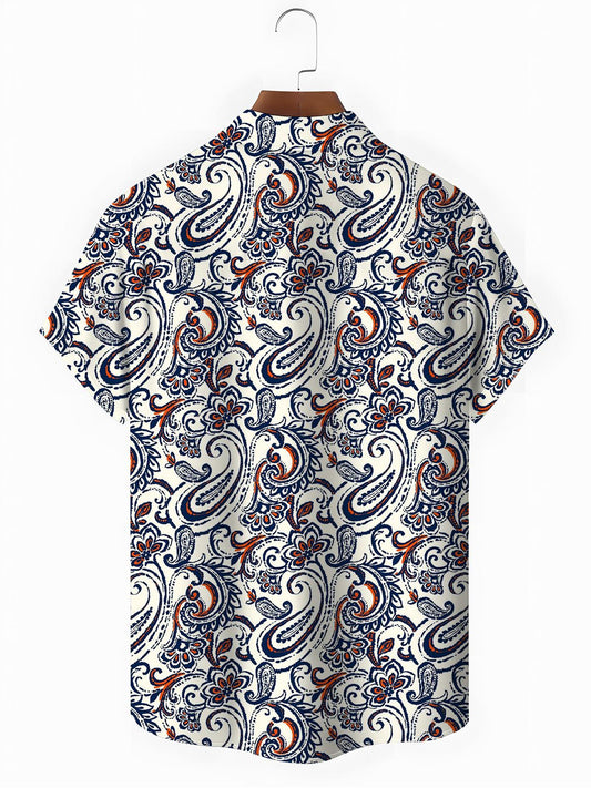 Floral Men's Pocket Short Sleeve Shirts