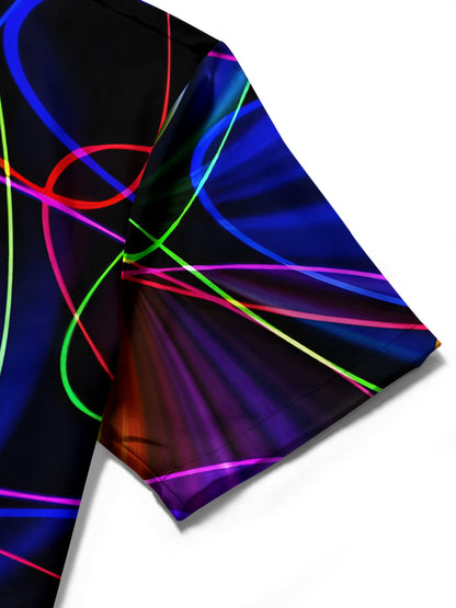 Geometric Lines Print Men's Pocket Short Sleeve Shirts