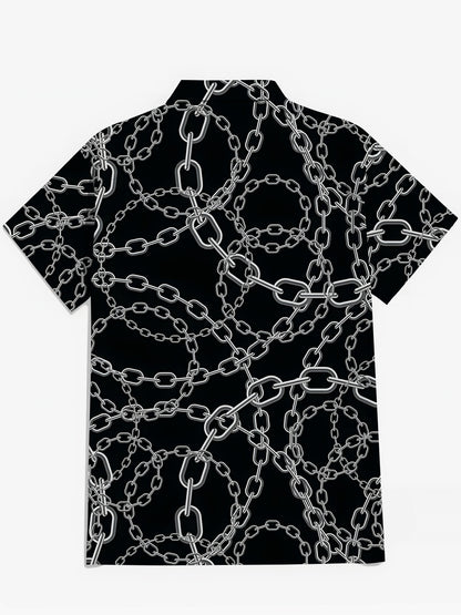 Chain Print Men's Pocket Short Sleeve Shirts