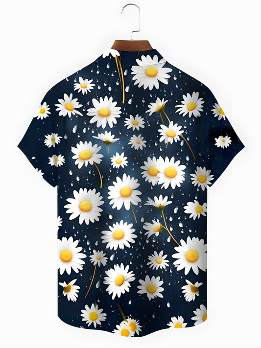Floral Men's Pocket Short Sleeve Shirts