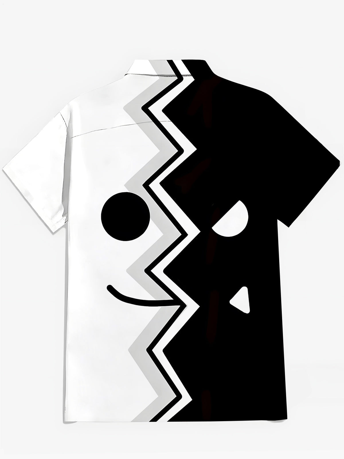 Black White Funny Print Men's Pocket Short Sleeve Shirts