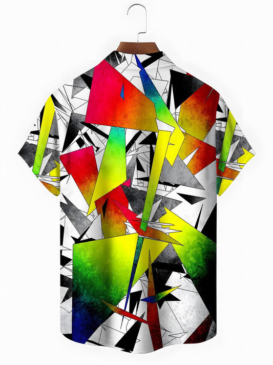 Geometric Print Men's Pocket Short Sleeve Shirts