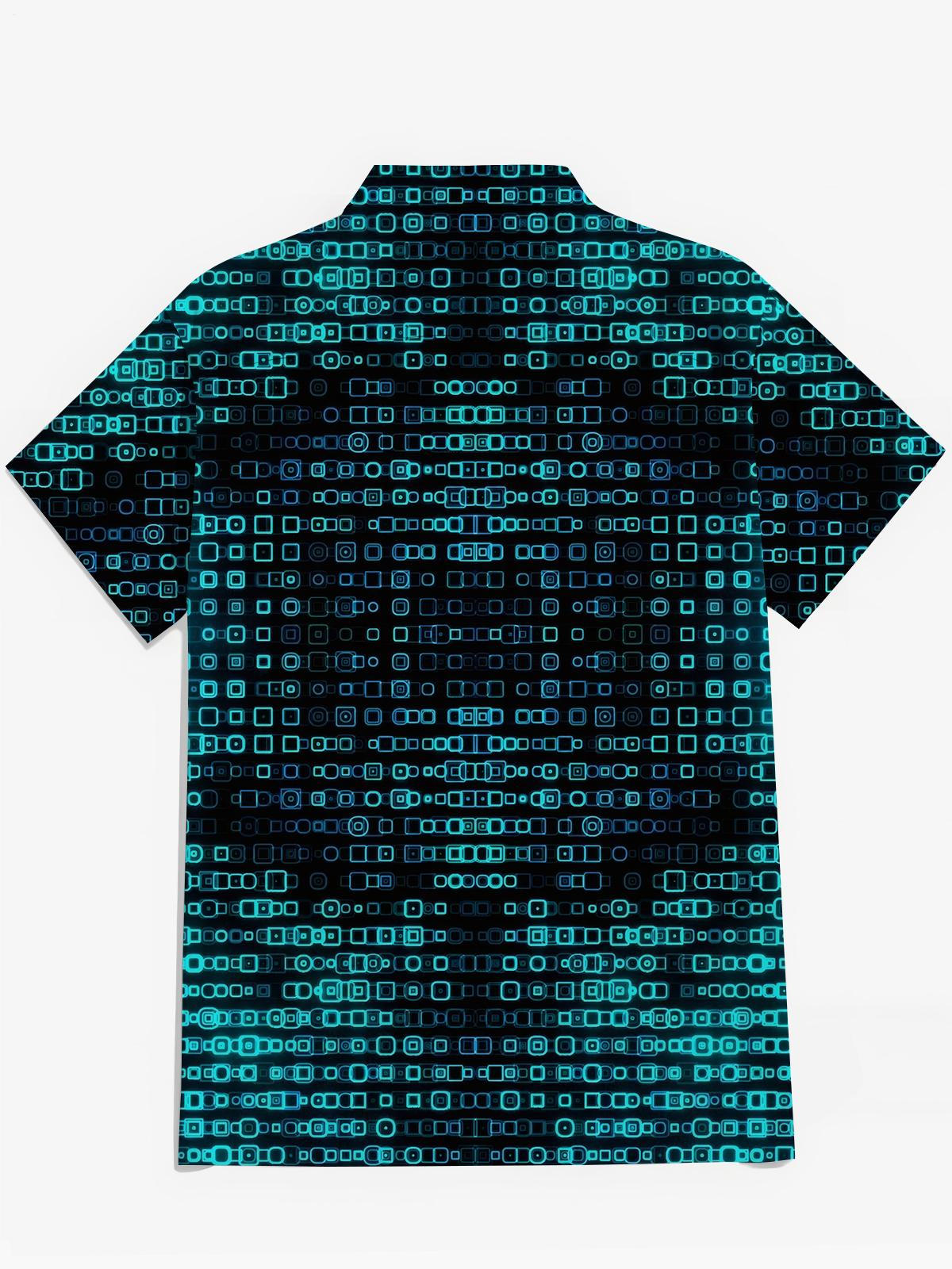 Geometric Print Men's Pocket Short Sleeve Shirts