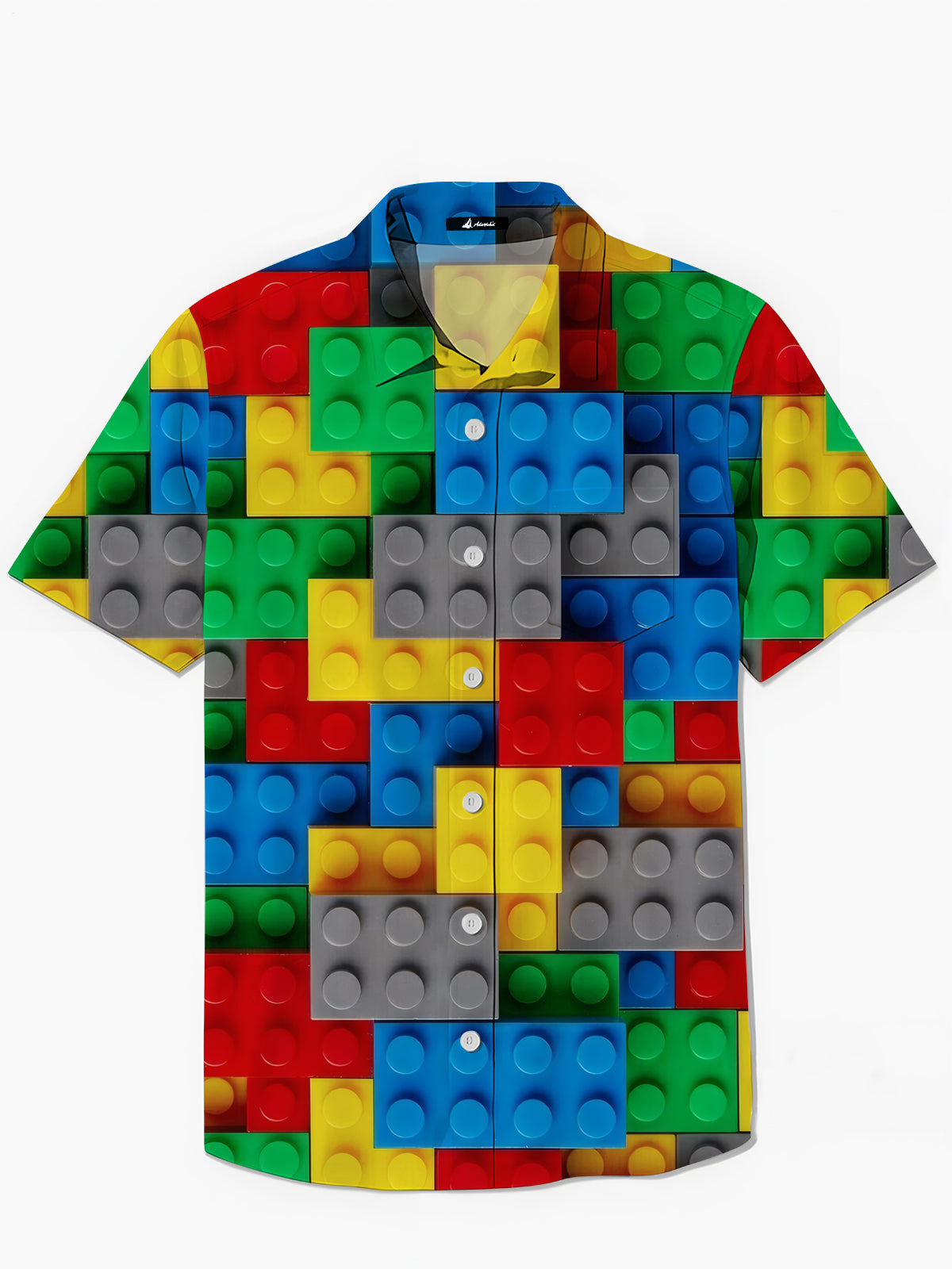 Building Block Print Men's Pocket Short Sleeve Shirts
