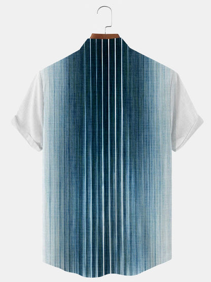 Geometry Men's Pocket Short Sleeve Stand Collar Shirts