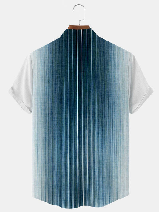 Geometry Men's Pocket Short Sleeve Stand Collar Shirts