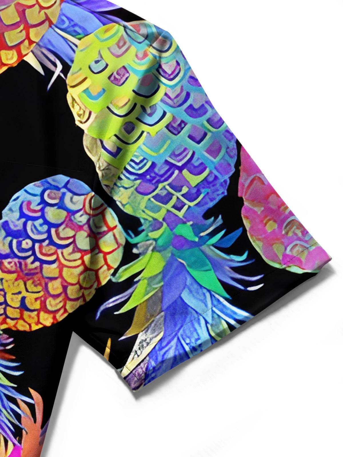 Pineapple Print Men's Pocket Short Sleeve Shirts