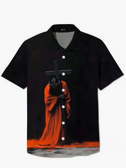 Jesus Men's Pocket Short Sleeve Shirts