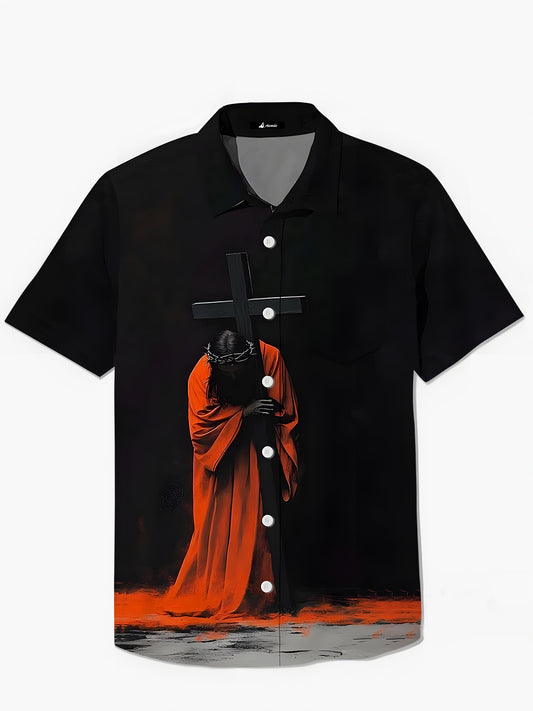 Jesus Men's Pocket Short Sleeve Shirts