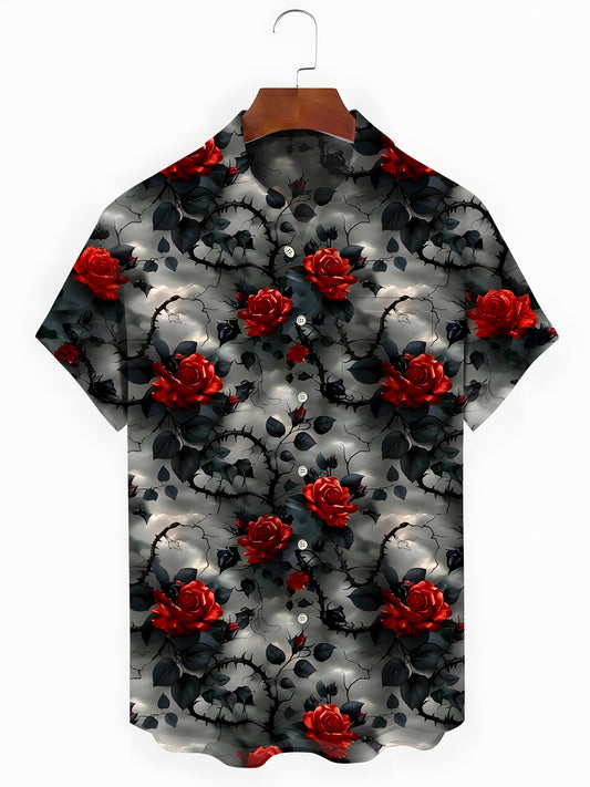 Rose Men's Pocket Short Sleeve Shirts