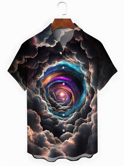 Abstract Swirl Print Men's Pocket Short Sleeve Shirts