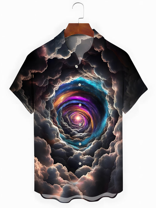 Abstract Swirl Print Men's Pocket Short Sleeve Shirts