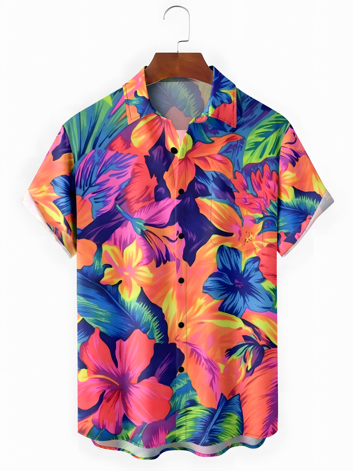 Floral Men's Pocket Short Sleeve Shirts