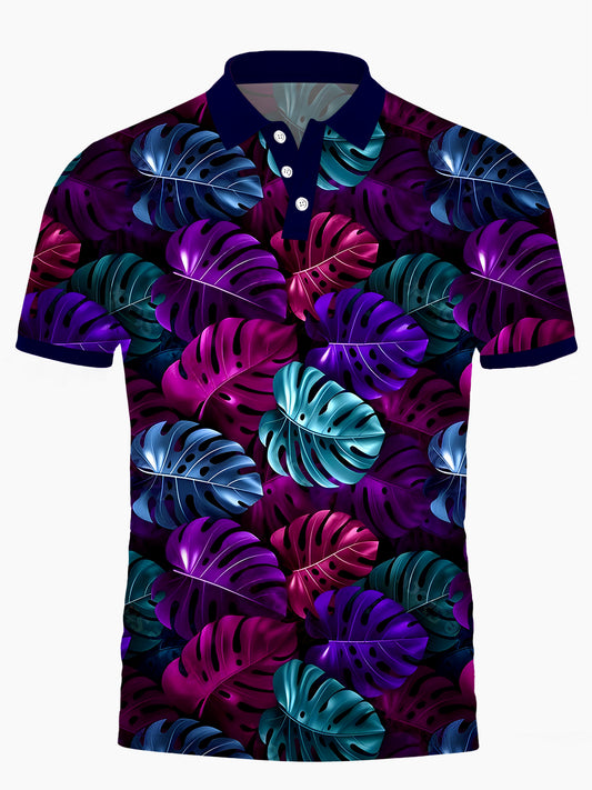 Leaf Men's Short Sleeve Button Polo Shirt