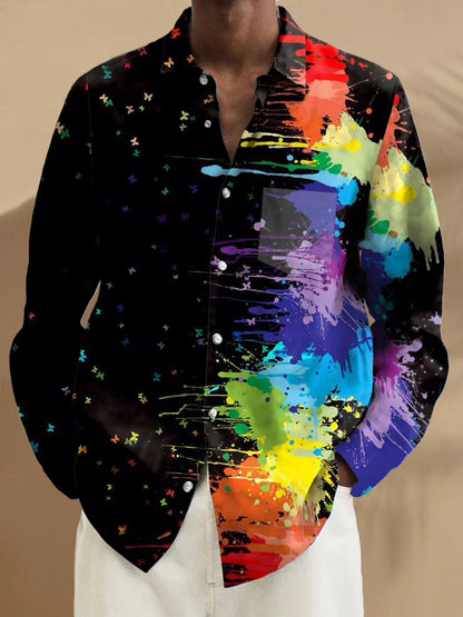men's abstract print shirt front view