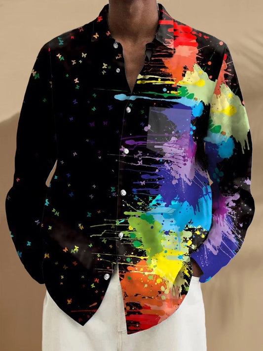 men's abstract print shirt front view
