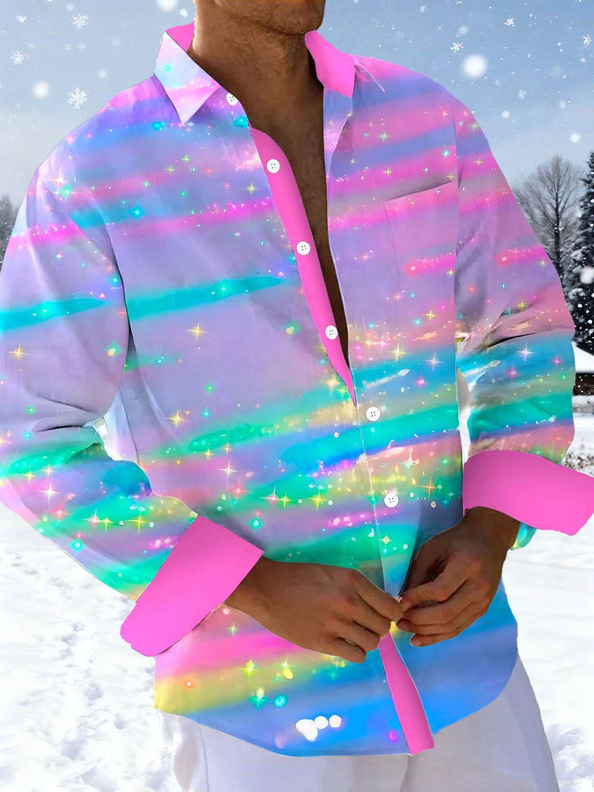 men's tie dye shirt front view