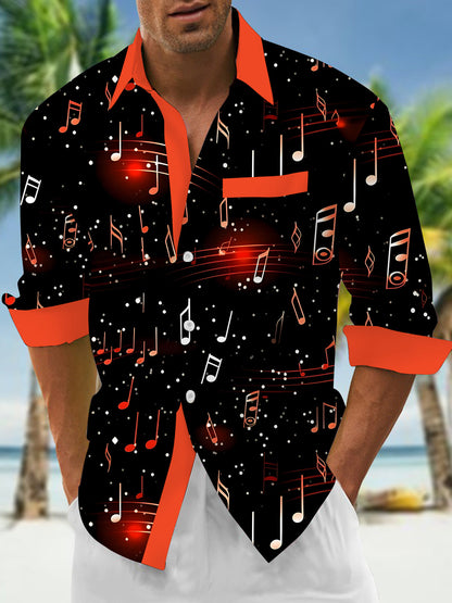 men's music print shirt front view