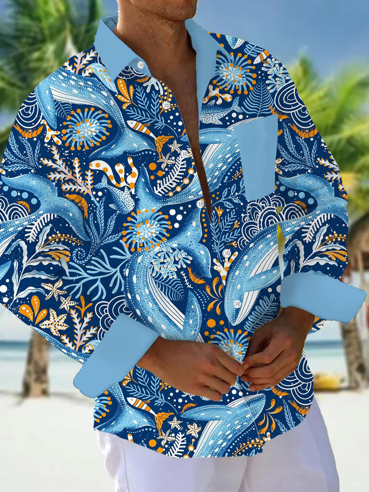 men's Hawaiian shirt front view tropical beach vacation