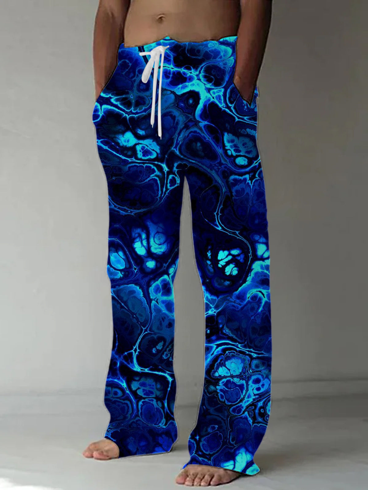 Men's abstract print casual pants front view
