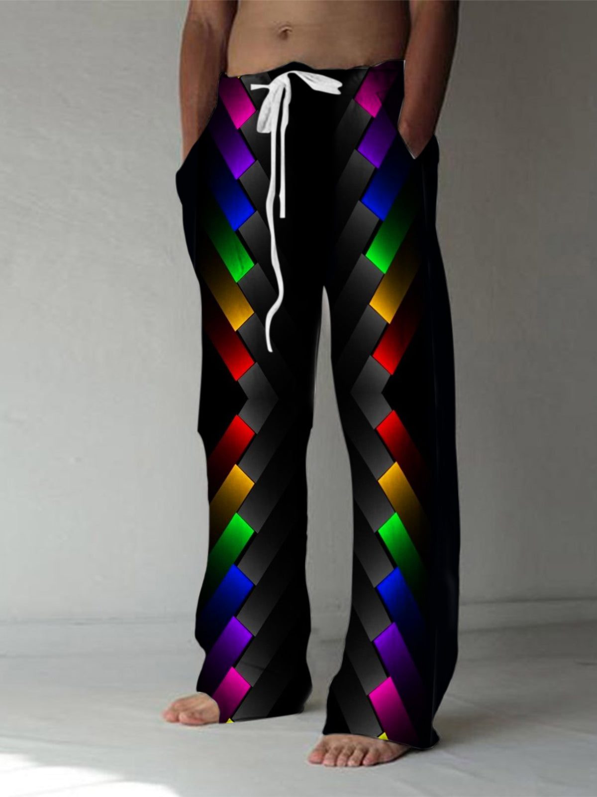 men's colorful casual pants front view