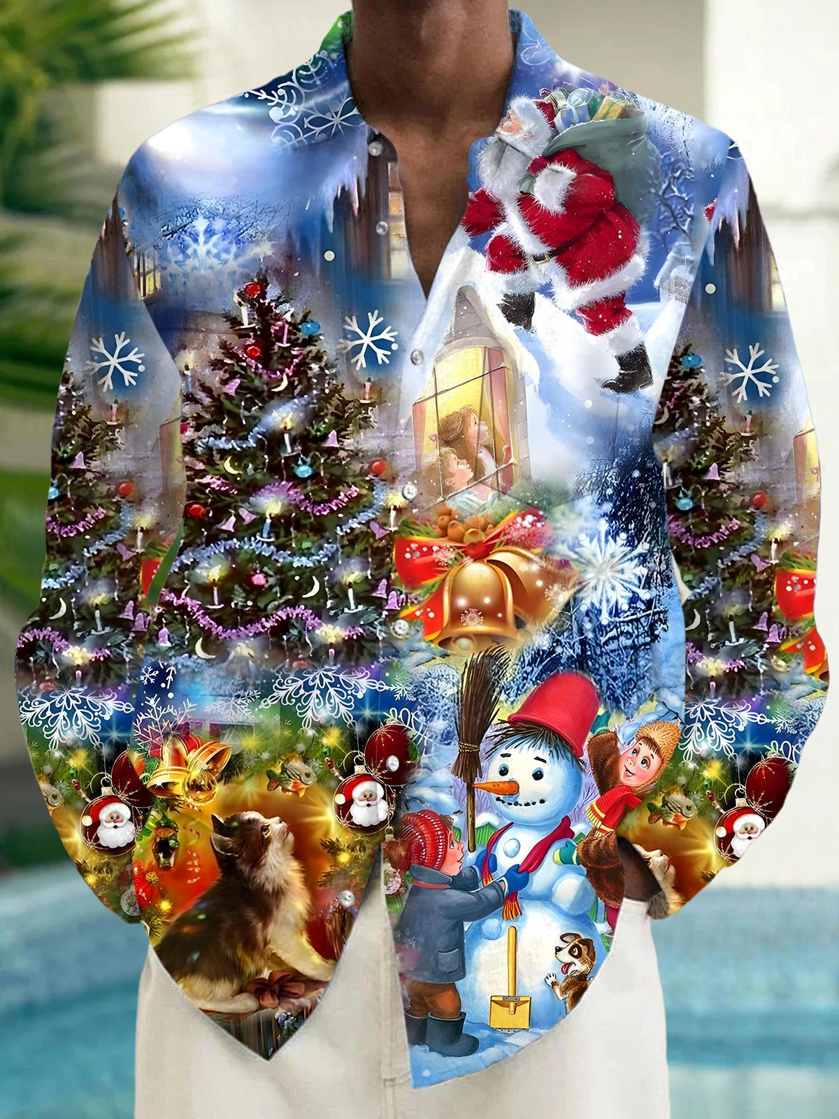 men's Christmas shirt front view holiday party
